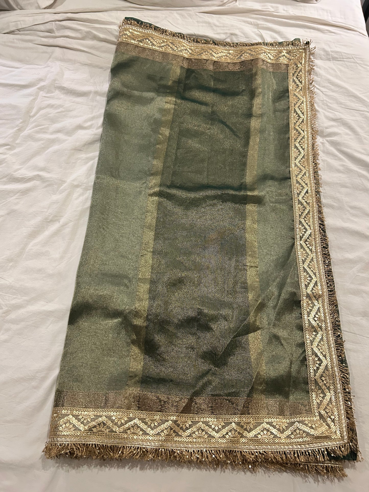 Zaitoon Tissue Saree (Grey-Green)