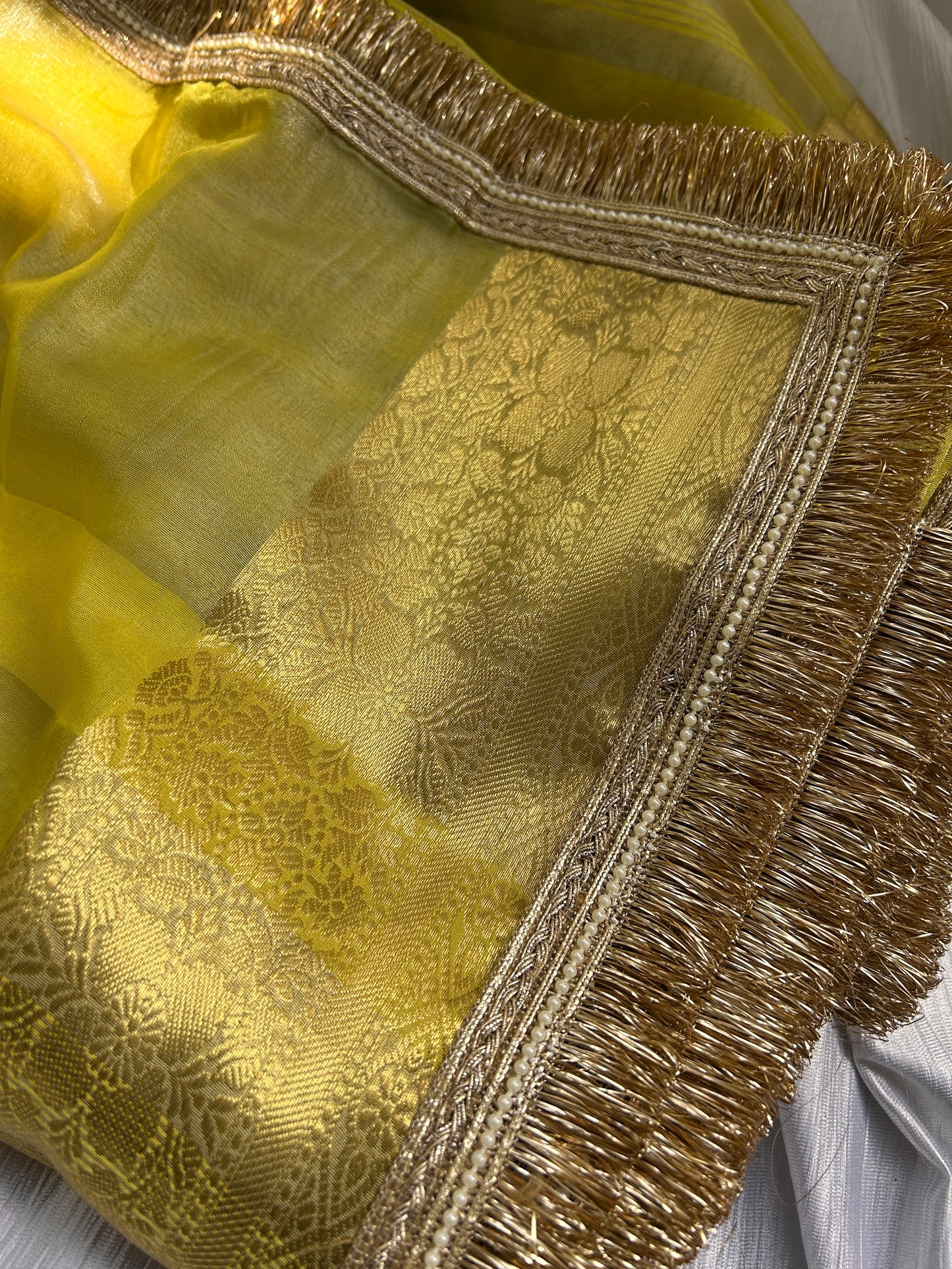 Padmini Tissue Silk Saree (Lime Yellow)