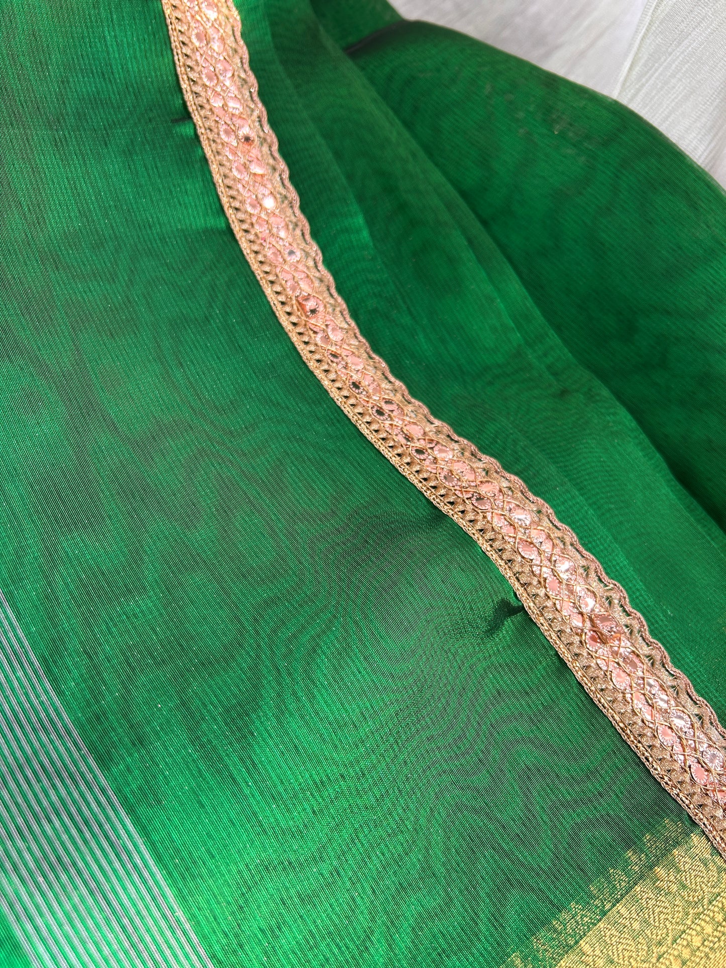 Ganga Tissue Silk Saree(Emerald Green)