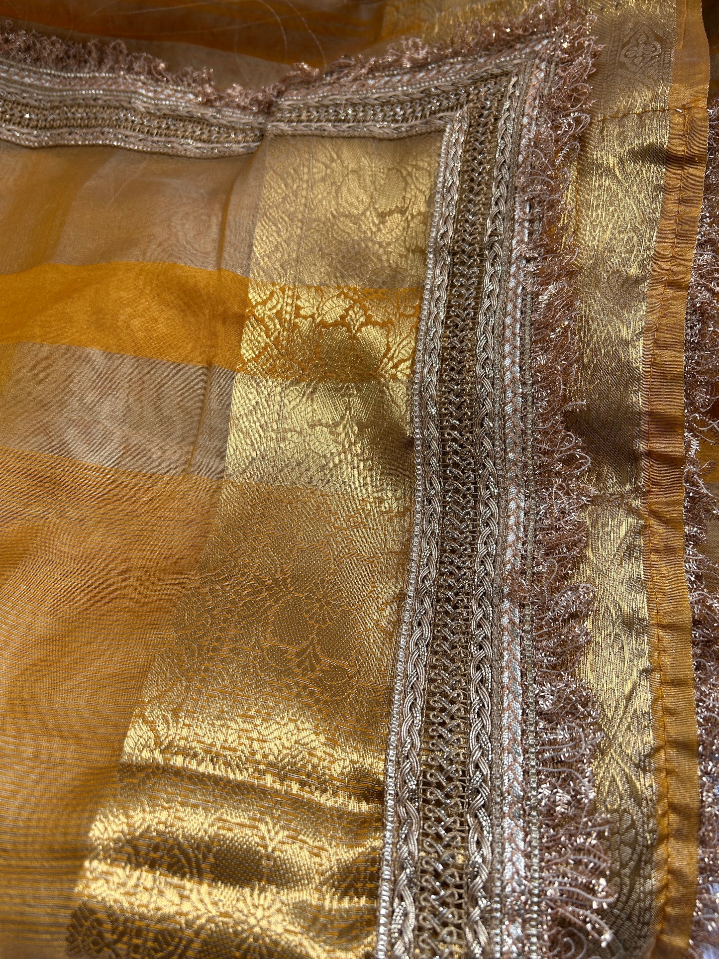Jahanara Tissue Silk Saree (Golden Ember)