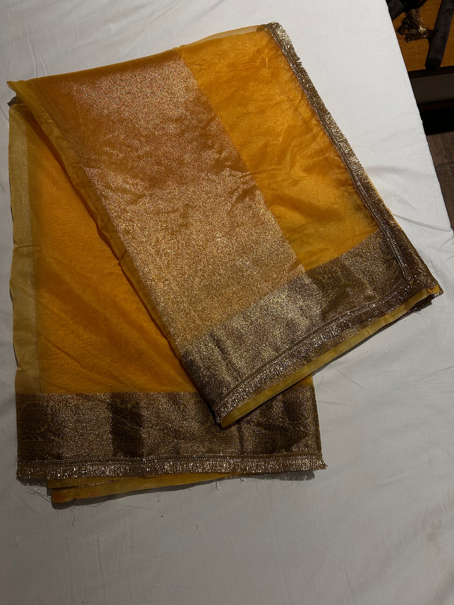 Peetal Pathar Saree (Yellow)
