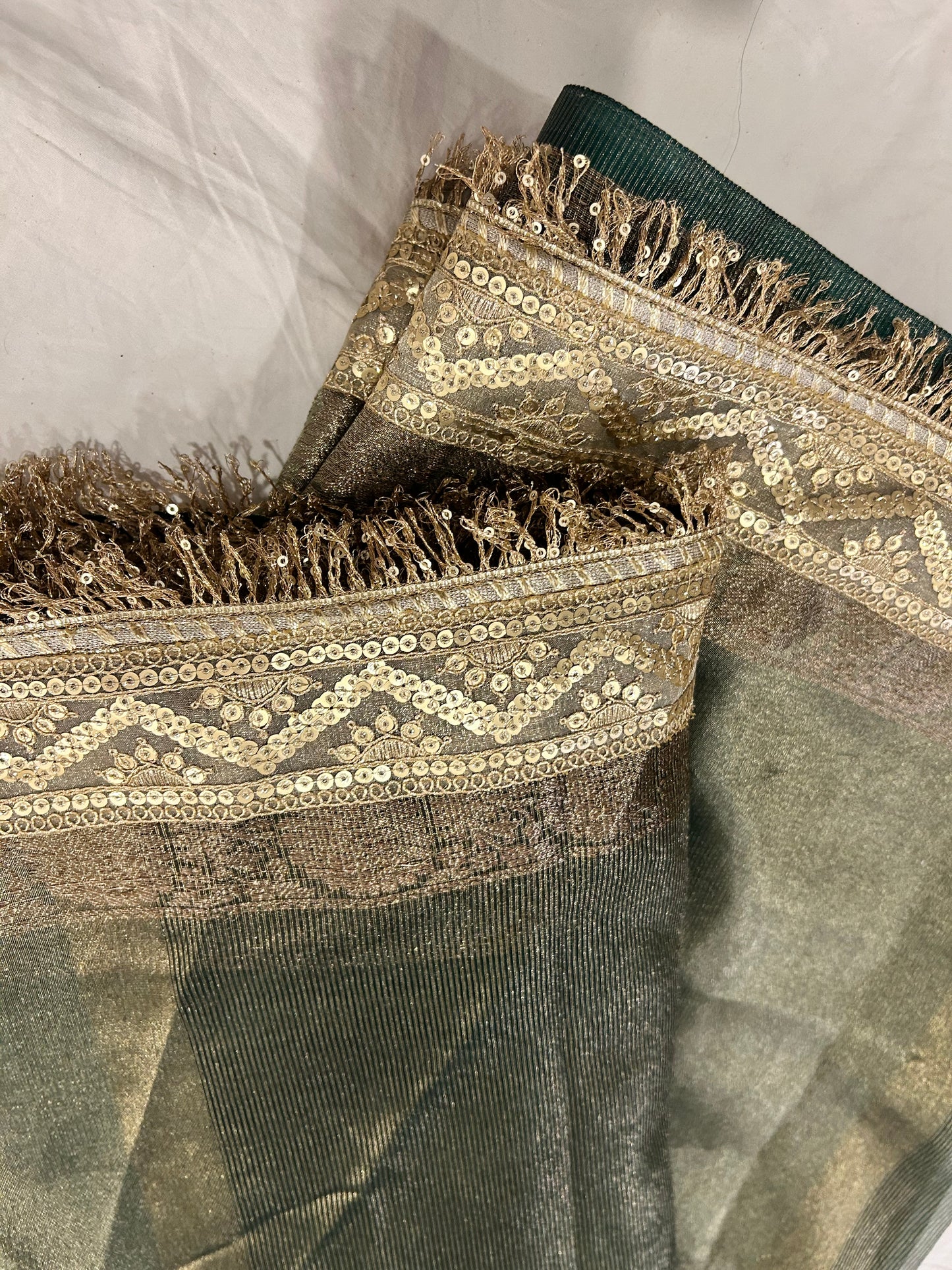 Zaitoon Tissue Saree (Grey-Green)