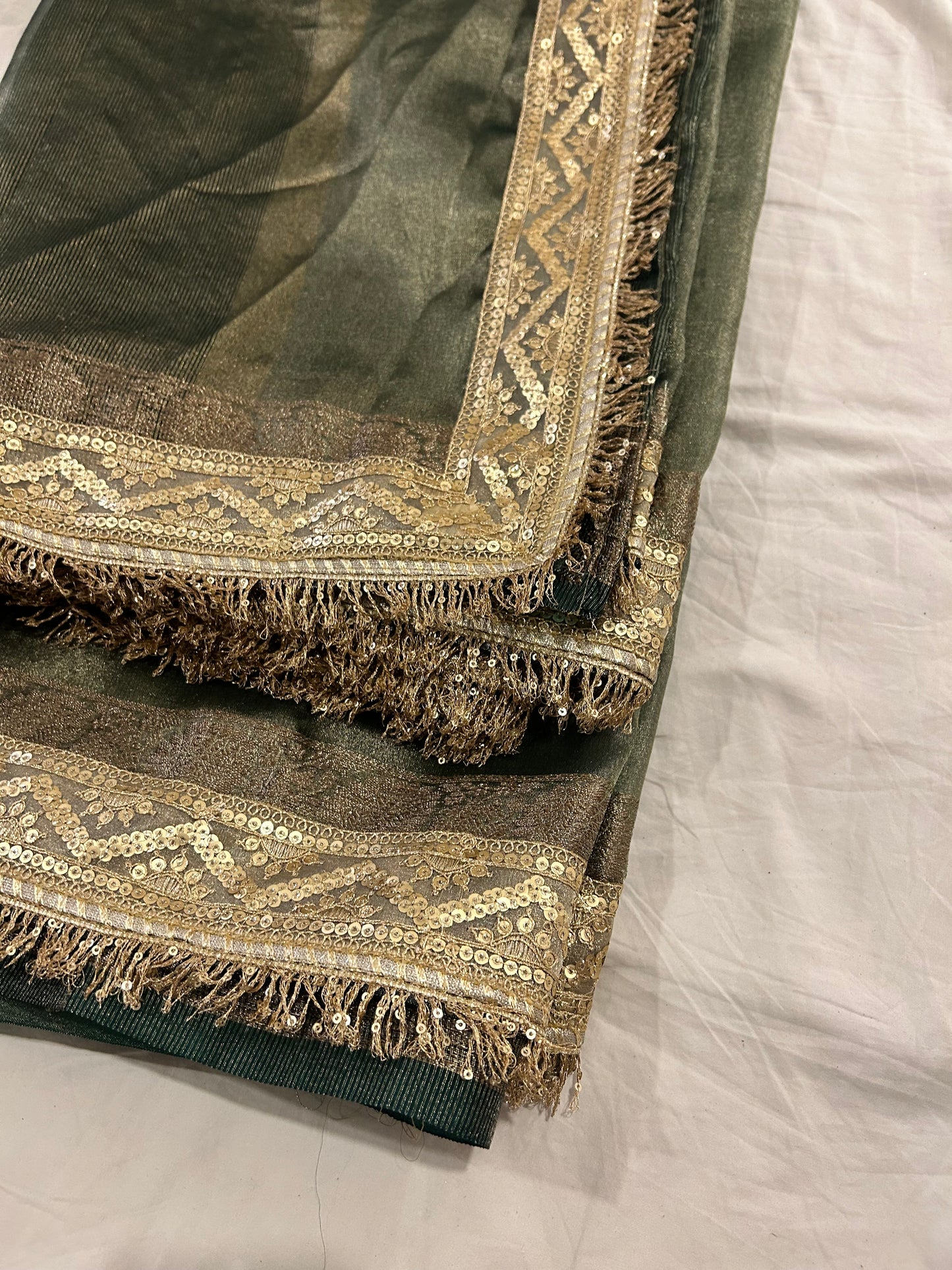 Zaitoon Tissue Saree (Grey-Green)