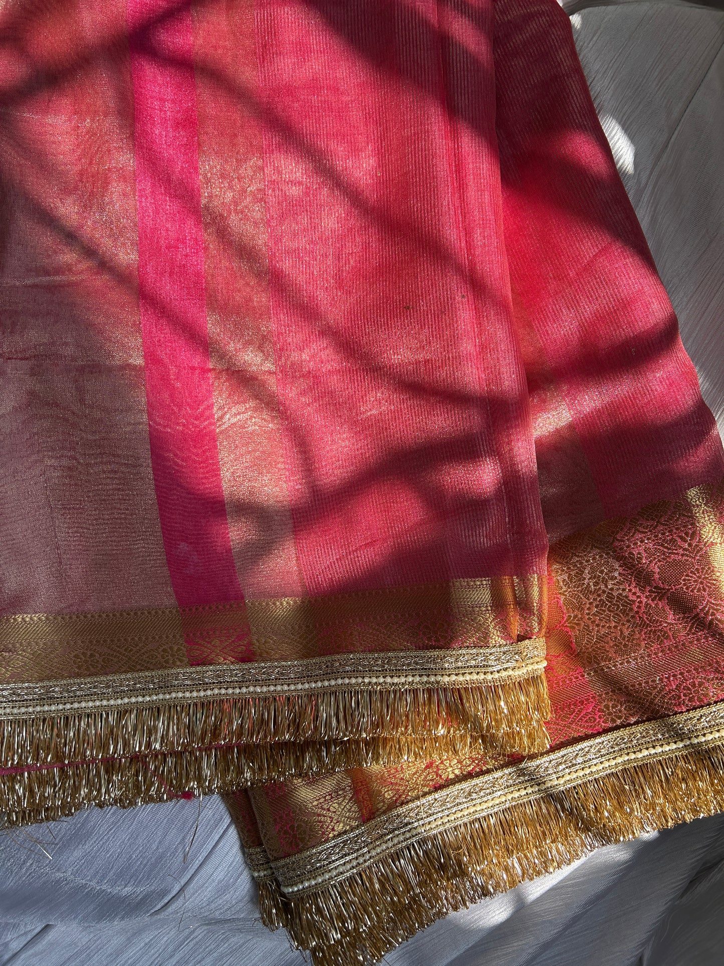 Sahiba Tissue Silk Saree  (Peachy Pink)