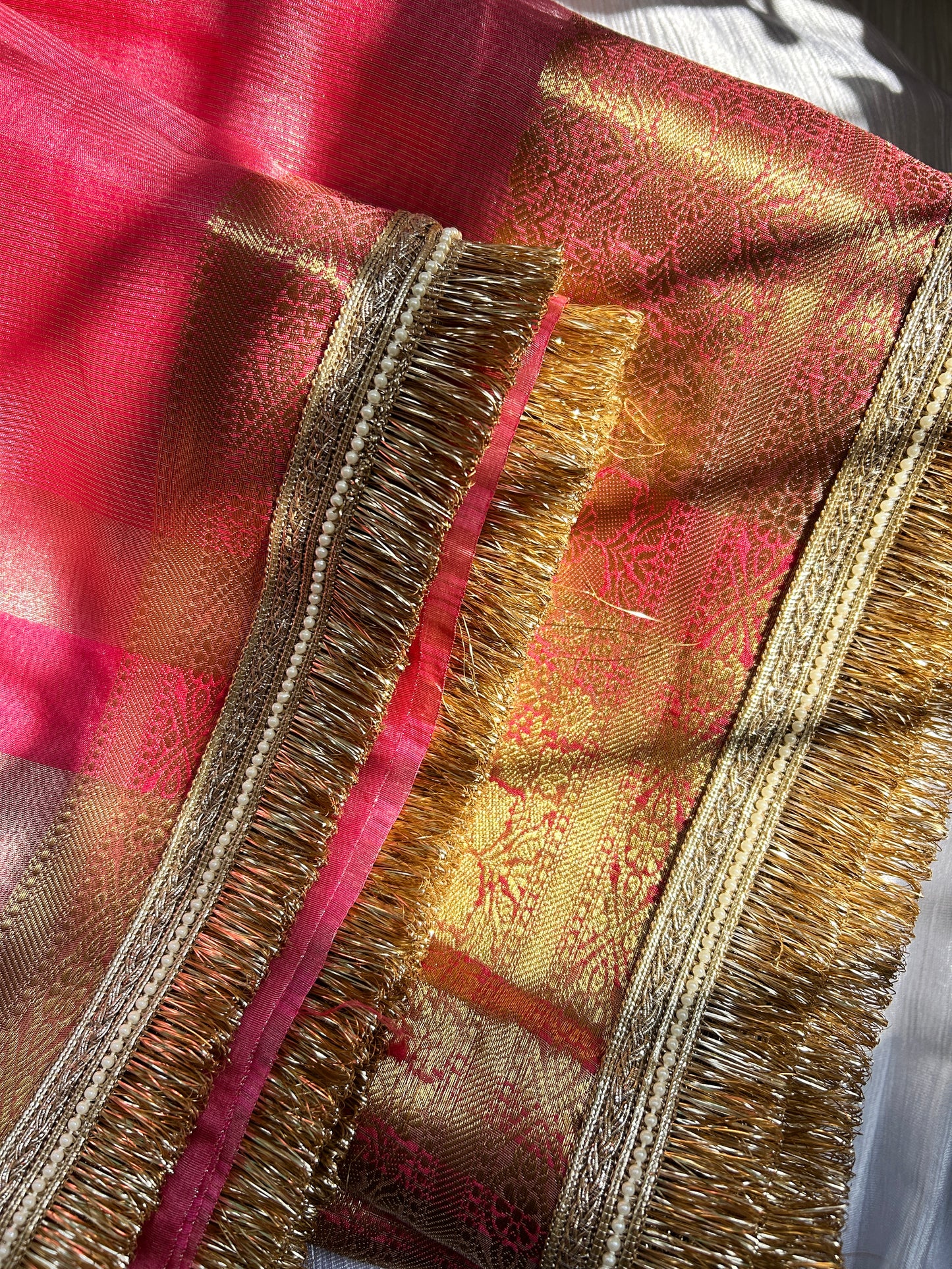 Sahiba Tissue Silk Saree  (Peachy Pink)