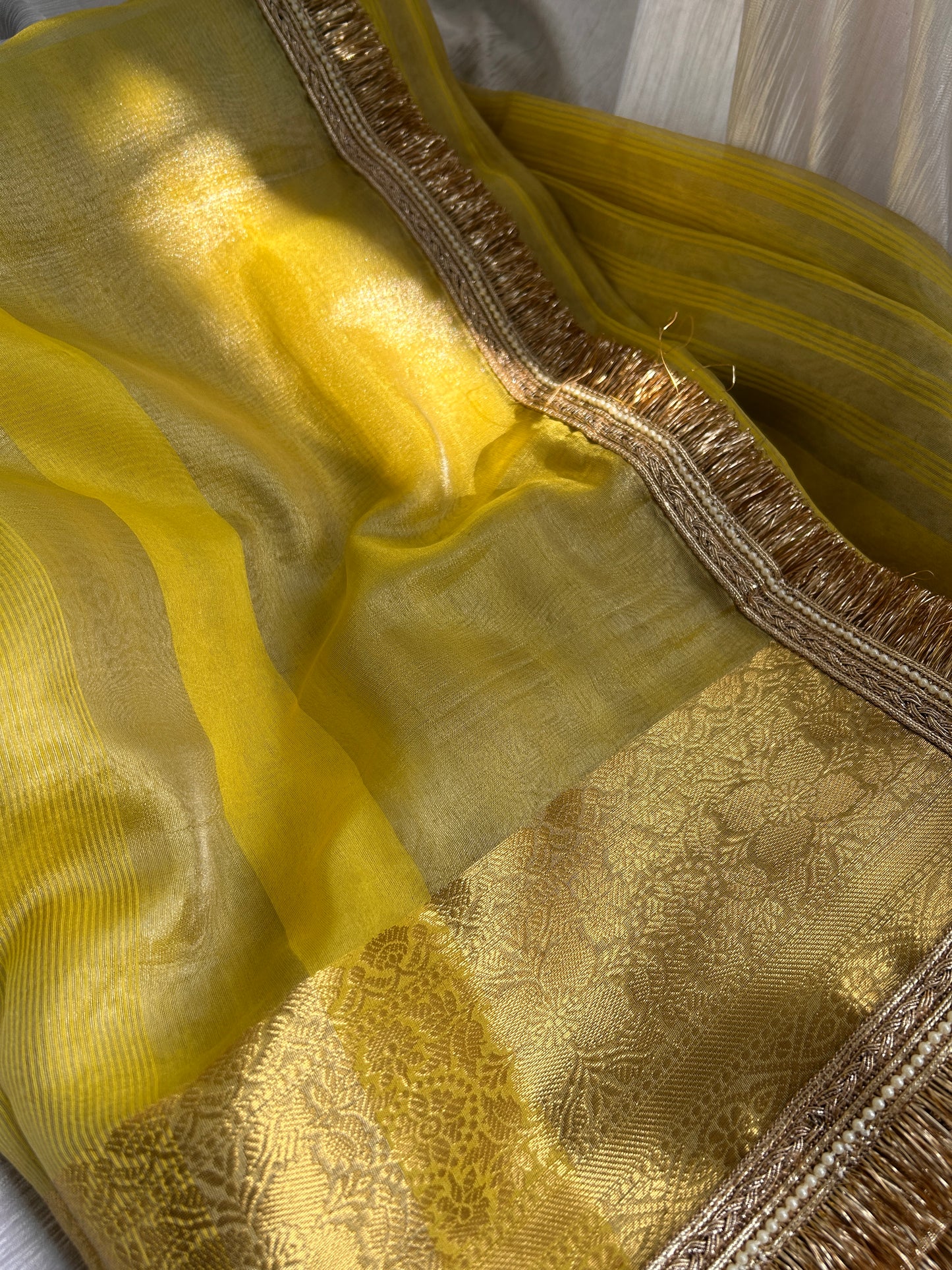 Padmini Tissue Silk Saree (Lime Yellow)