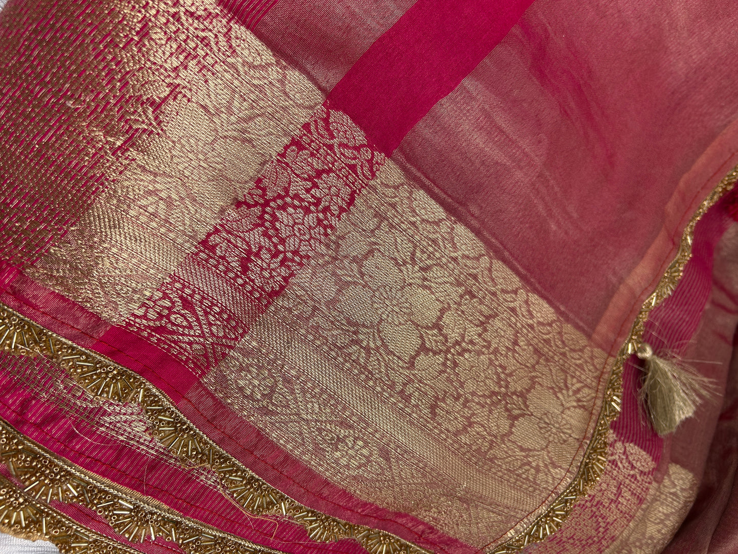 Gulrukh  Tissue Silk Saree (Rose Pink)