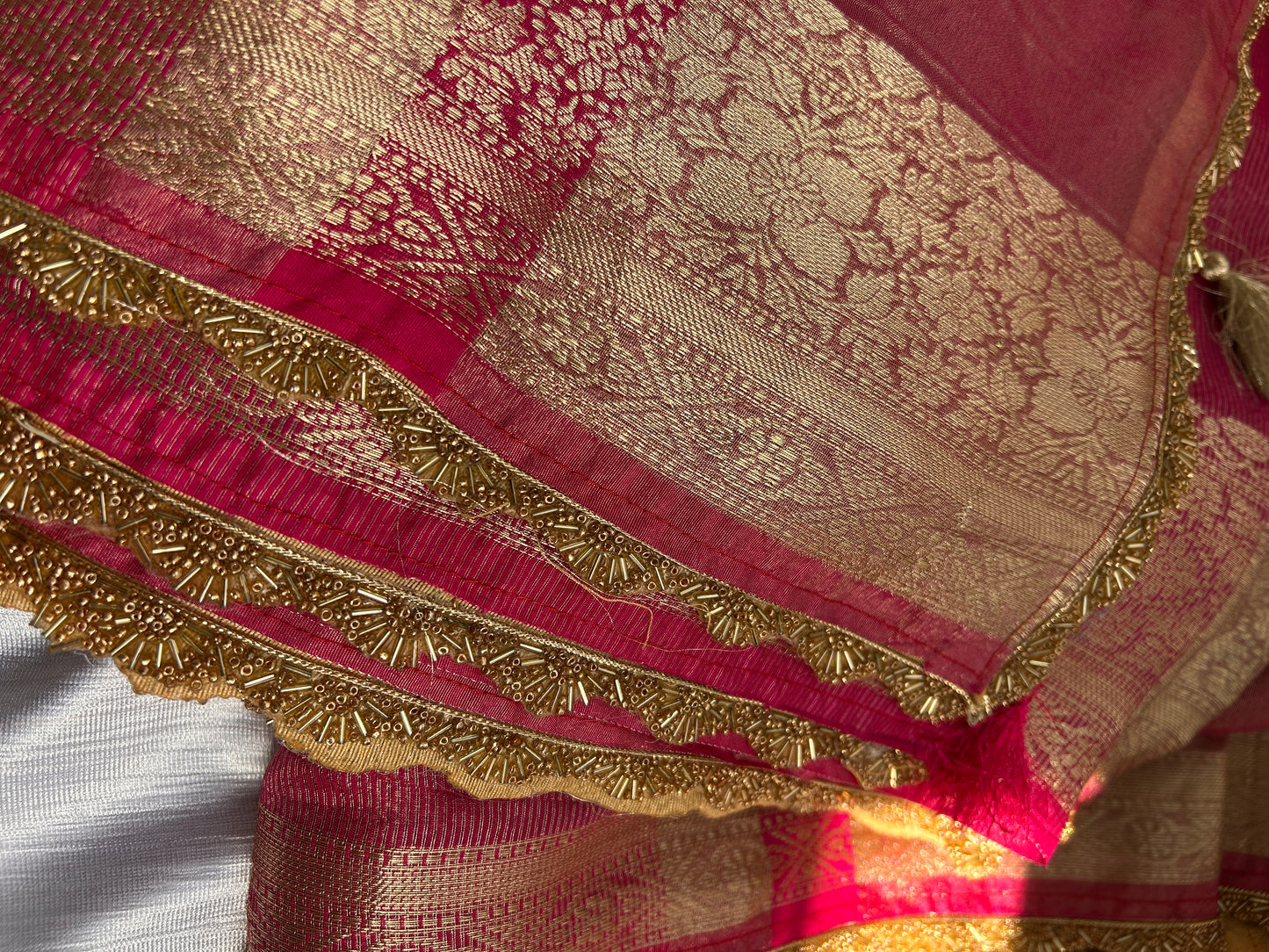 Gulrukh  Tissue Silk Saree (Rose Pink)