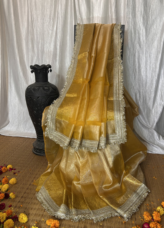 Jahanara Tissue Silk Saree (Golden Ember)