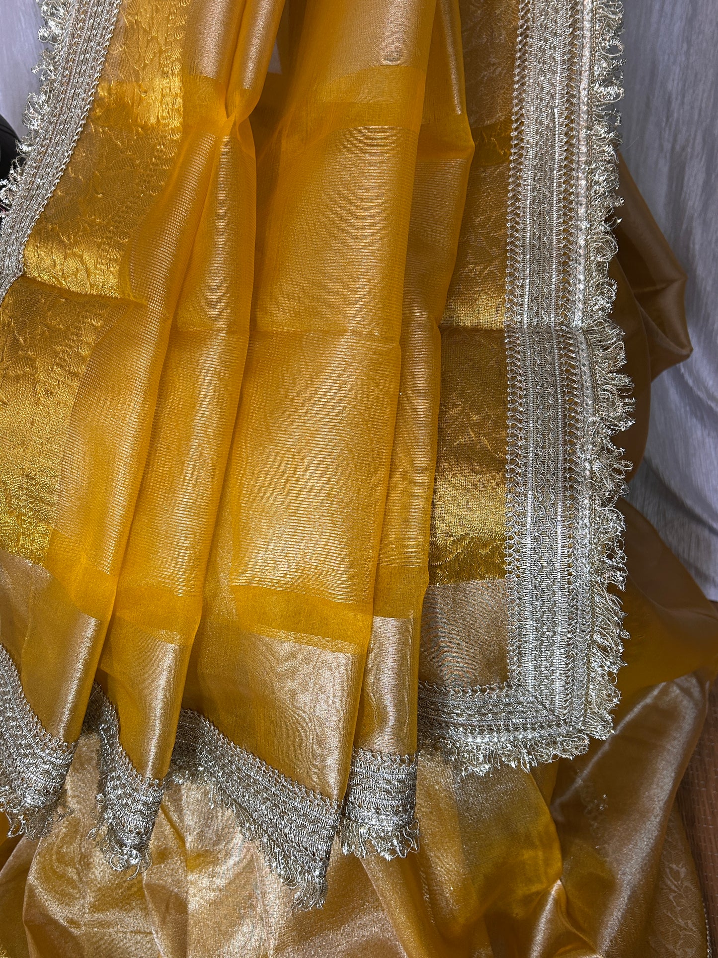 Jahanara Tissue Silk Saree (Golden Ember)