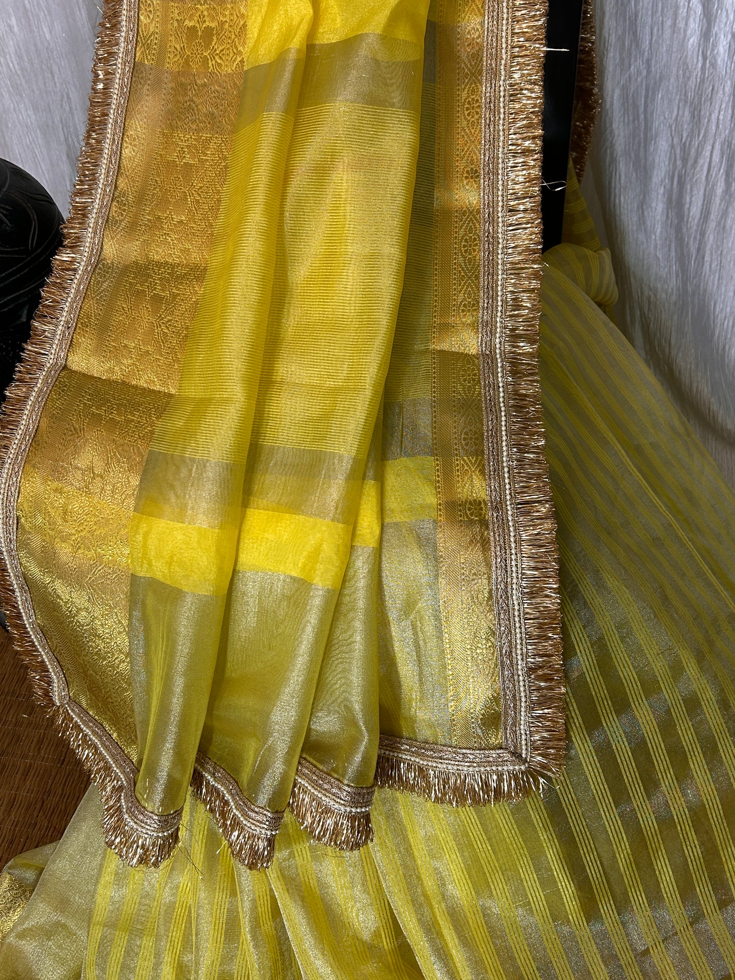 Padmini Tissue Silk Saree (Lime Yellow)