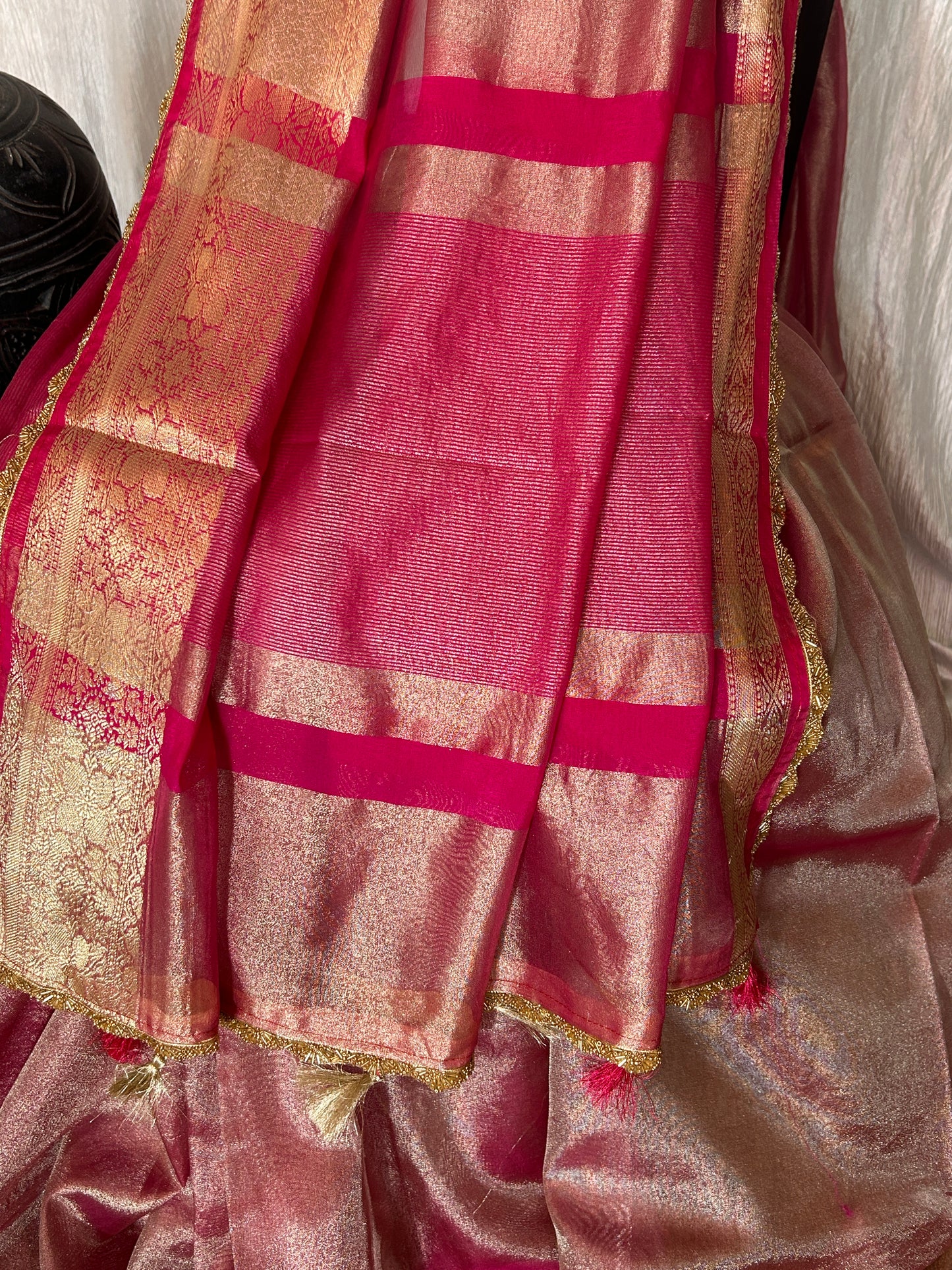 Sahiba Tissue Silk Saree  (Peachy Pink)