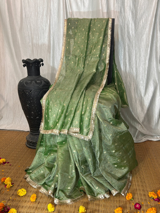 Kaveri Crush Tissue Silk Saree (Fresh Green)