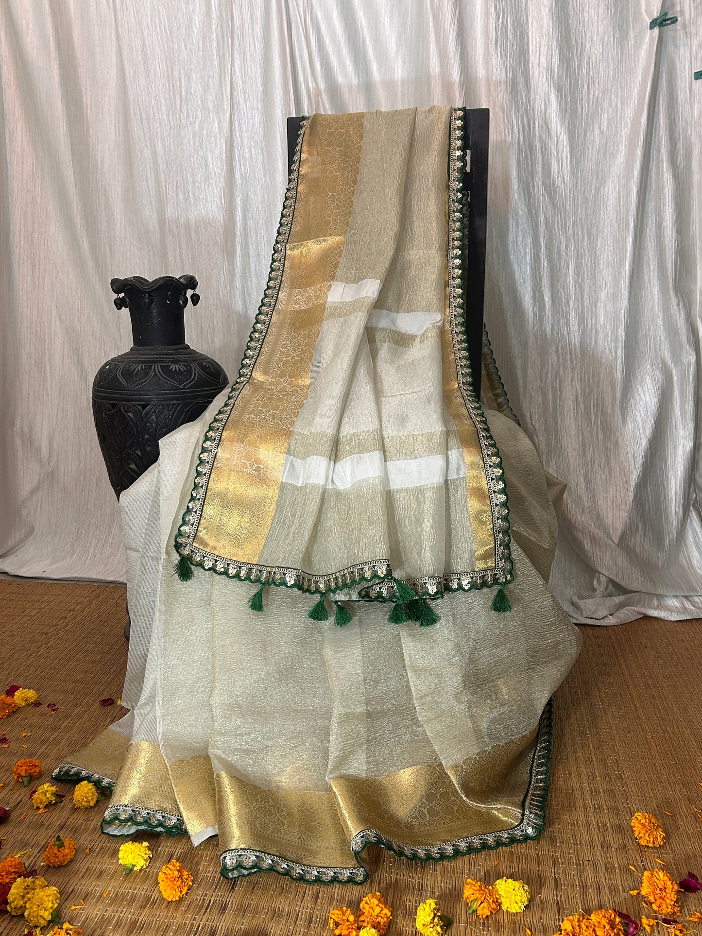 Sitara Tissue Silk Saree (Silver)