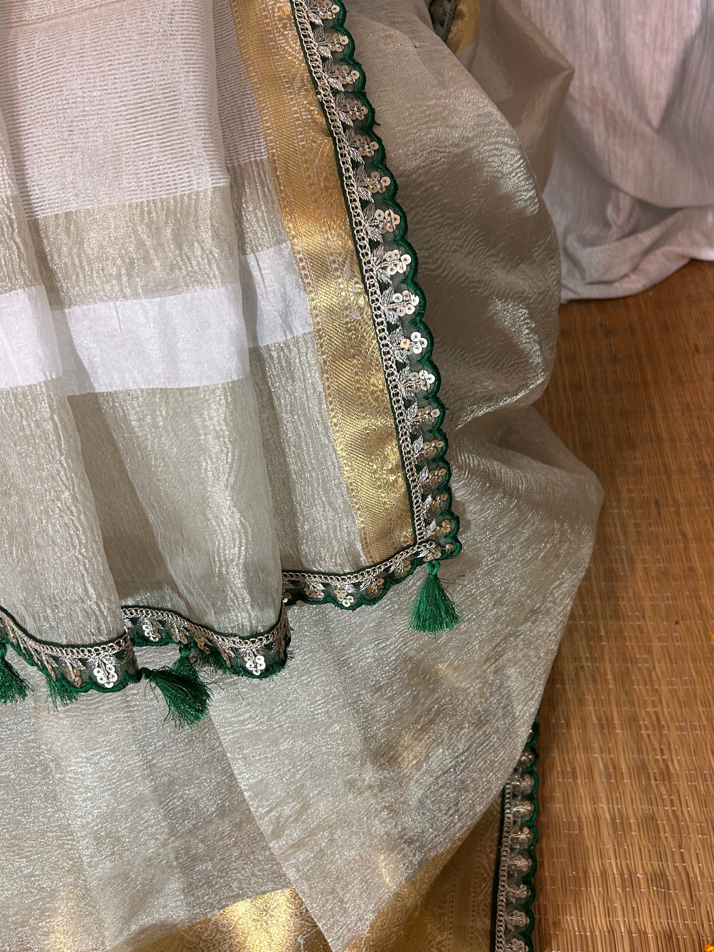 Sitara Tissue Silk Saree (Silver)