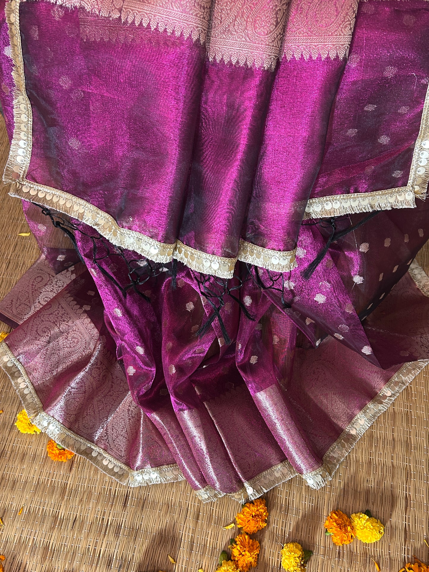 Rajkumari Tissue silk saree (Magenta)