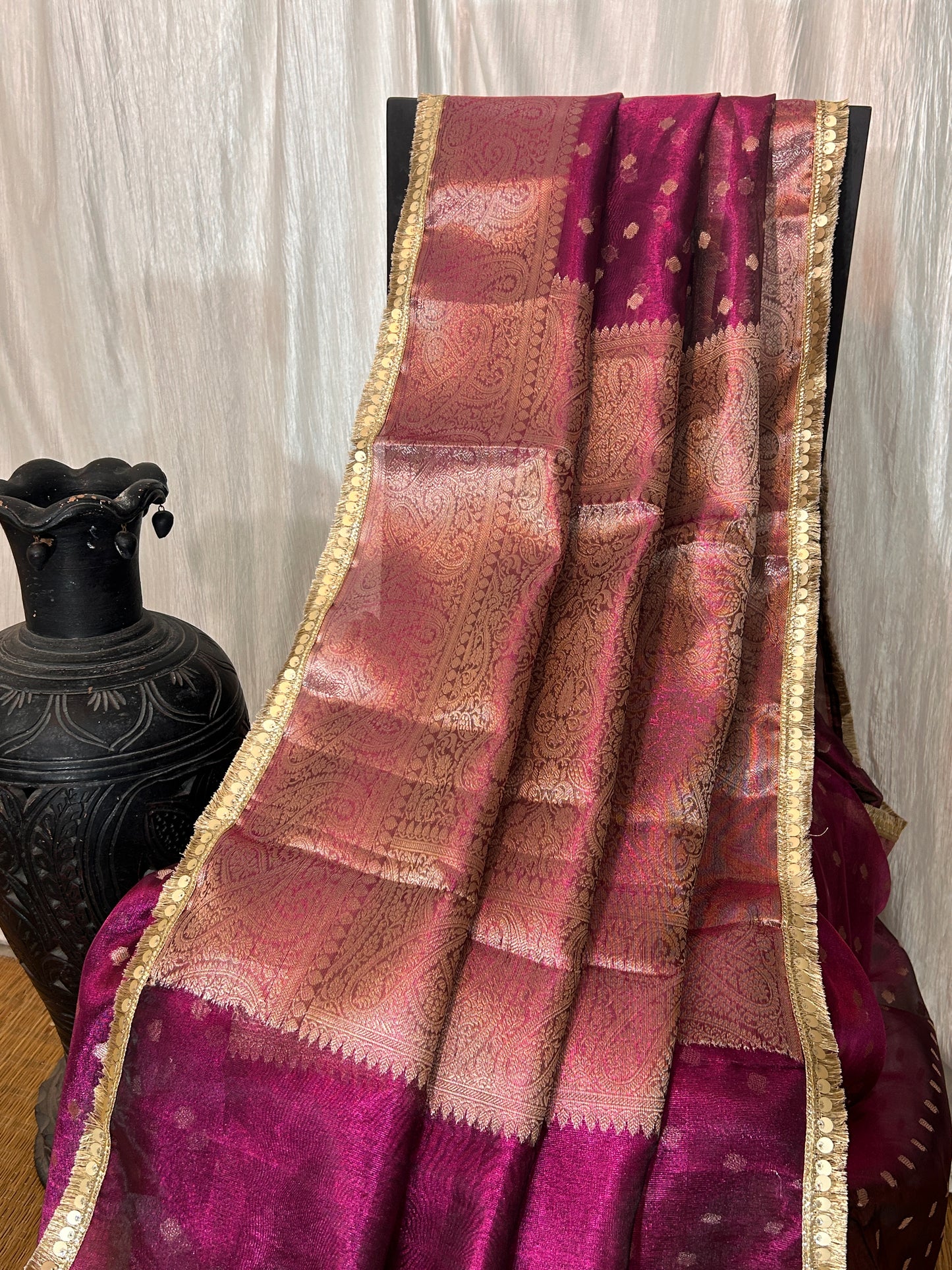 Rajkumari Tissue silk saree (Magenta)