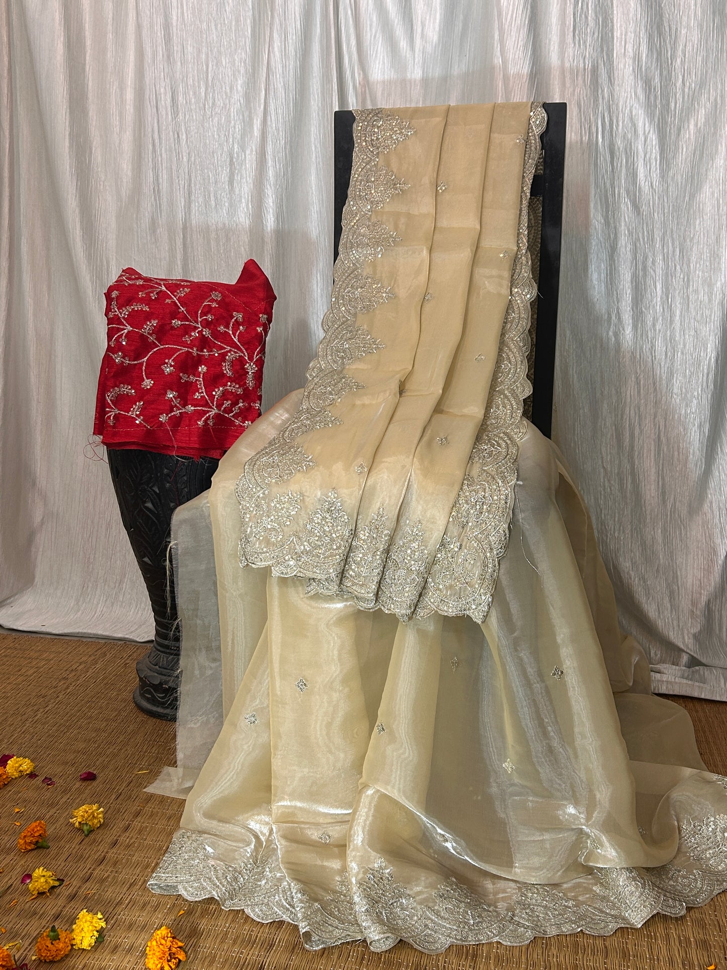 Chandni silk saree (Champagne)