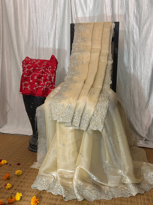 Chandni silk saree (Champagne)