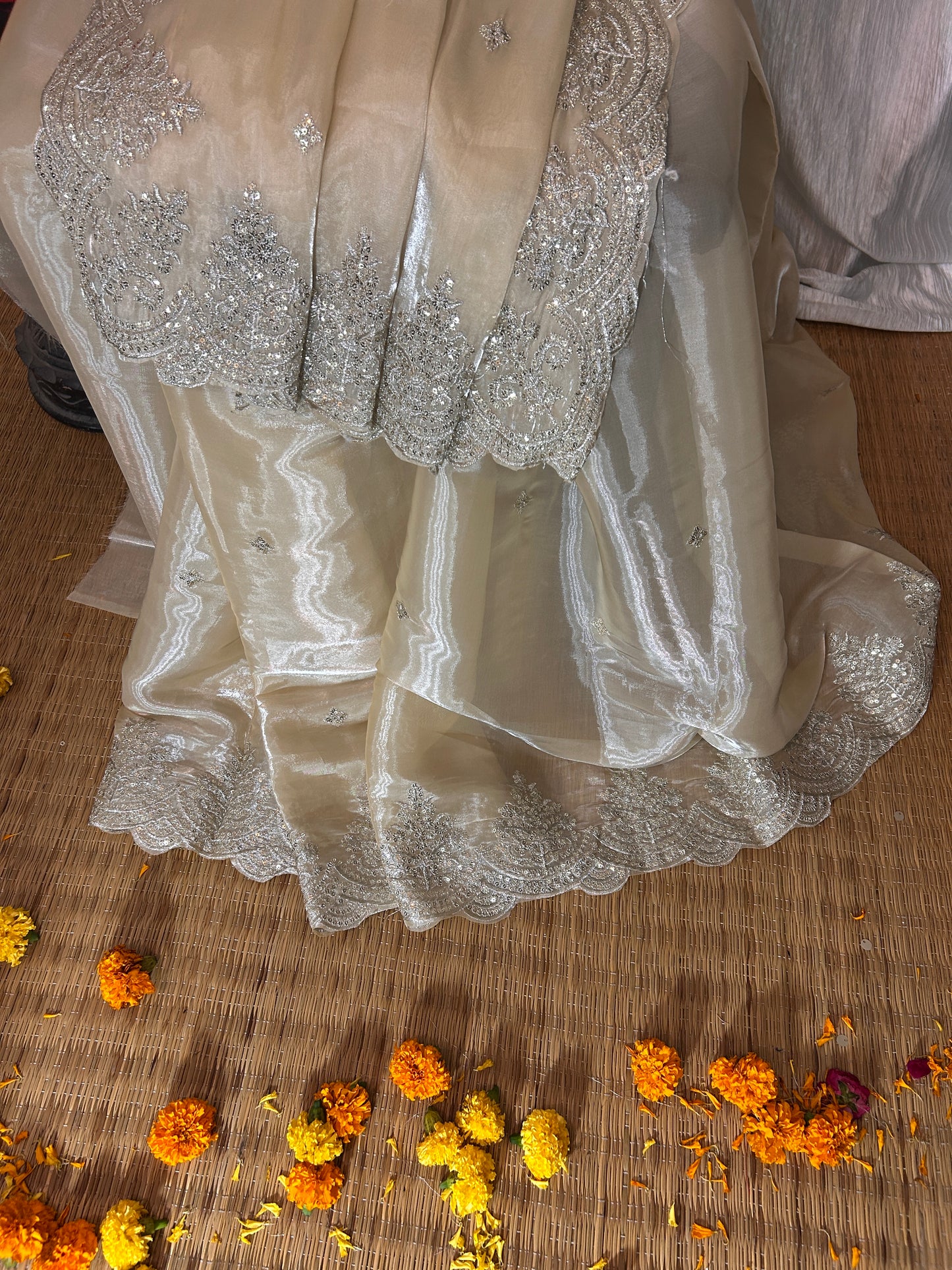 Chandni silk saree (Champagne)