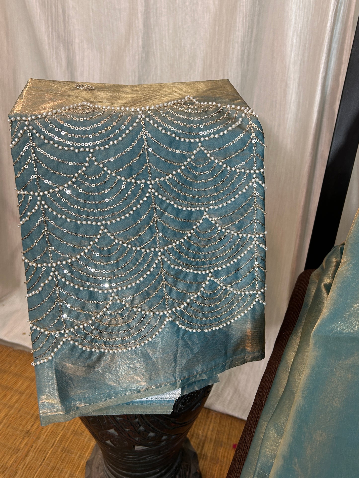 Seashell Fountain Silk Saree