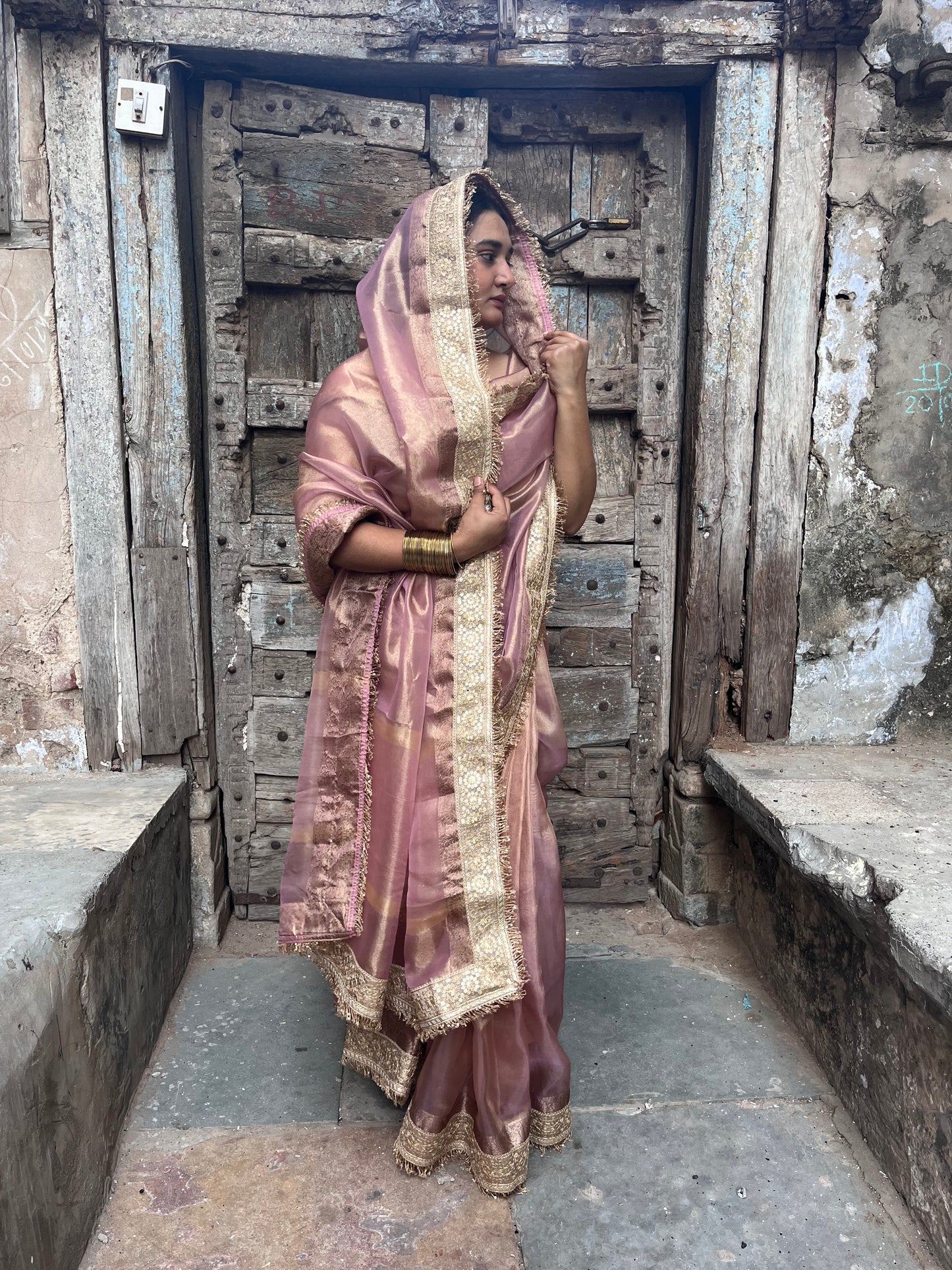 Zarreen Gulab Tissue Silk Saree