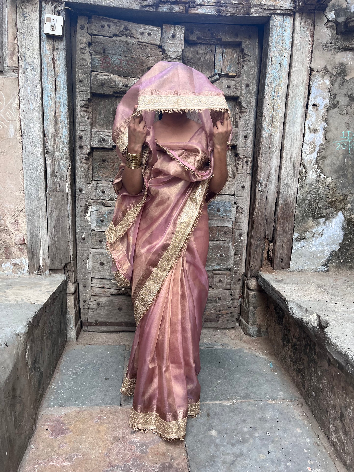 Zarreen Gulab Tissue Silk Saree