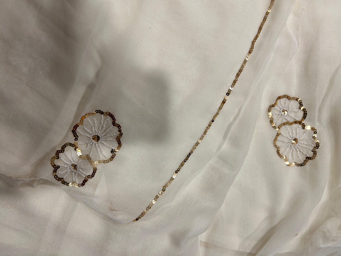 Moti Mahal Chiffon Saree (Ivory)