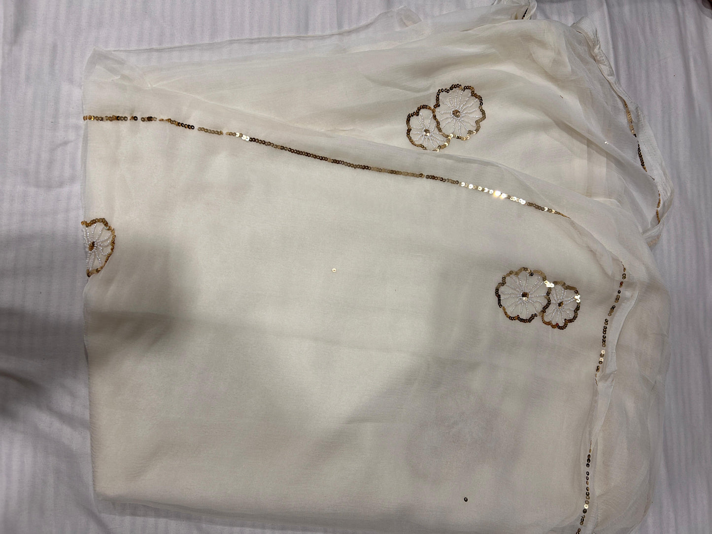 Moti Mahal Chiffon Saree (Ivory)