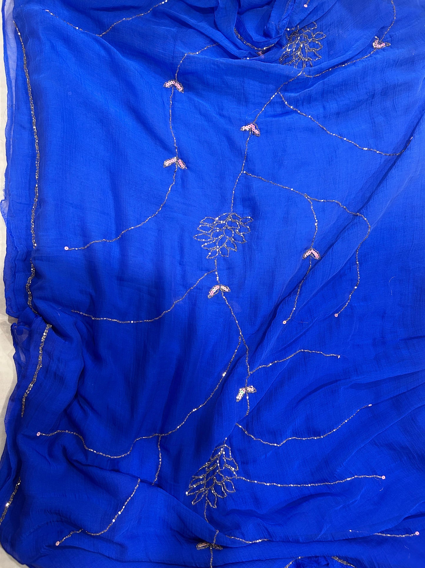 Ranisa Chiffon Saree (Radiant Bright Blue)