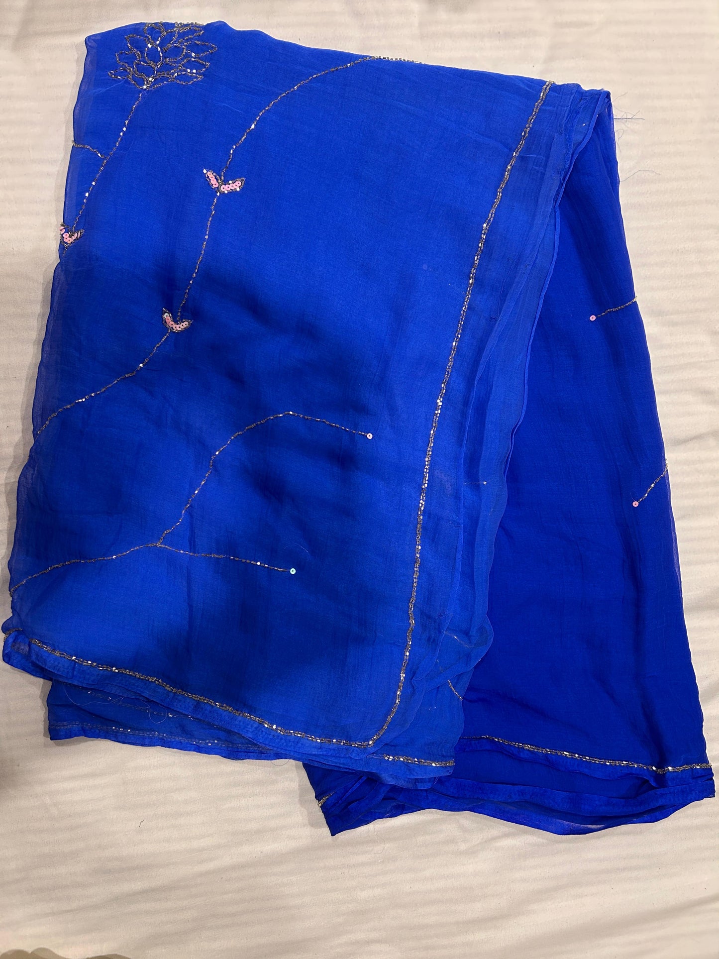 Ranisa Chiffon Saree (Radiant Bright Blue)