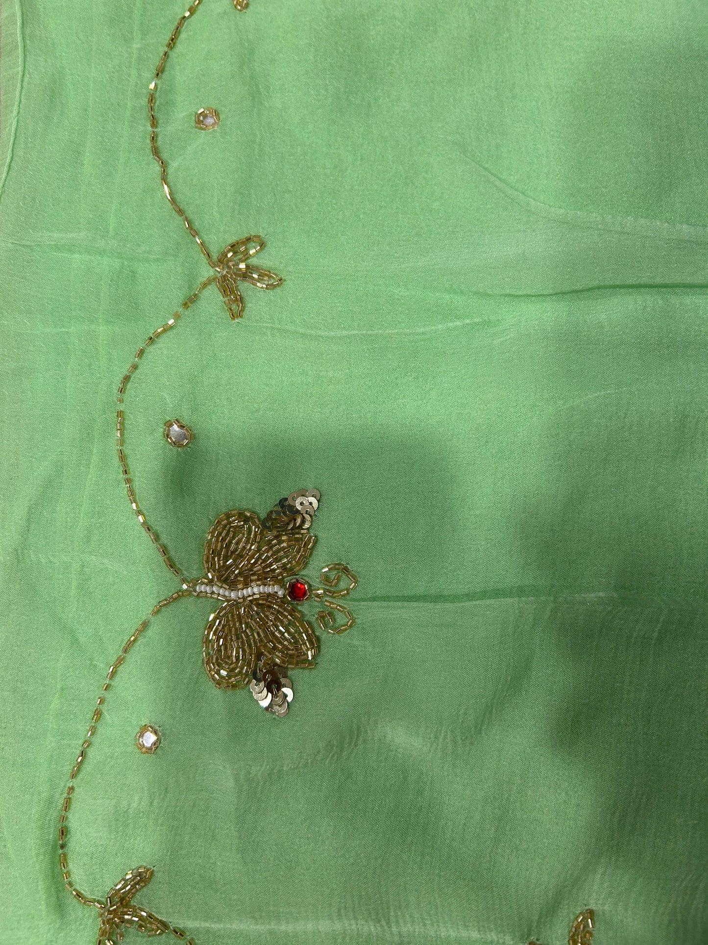 Parizaat Chiffon Saree (Ombre Blend of Hot Pink & Sea Green)