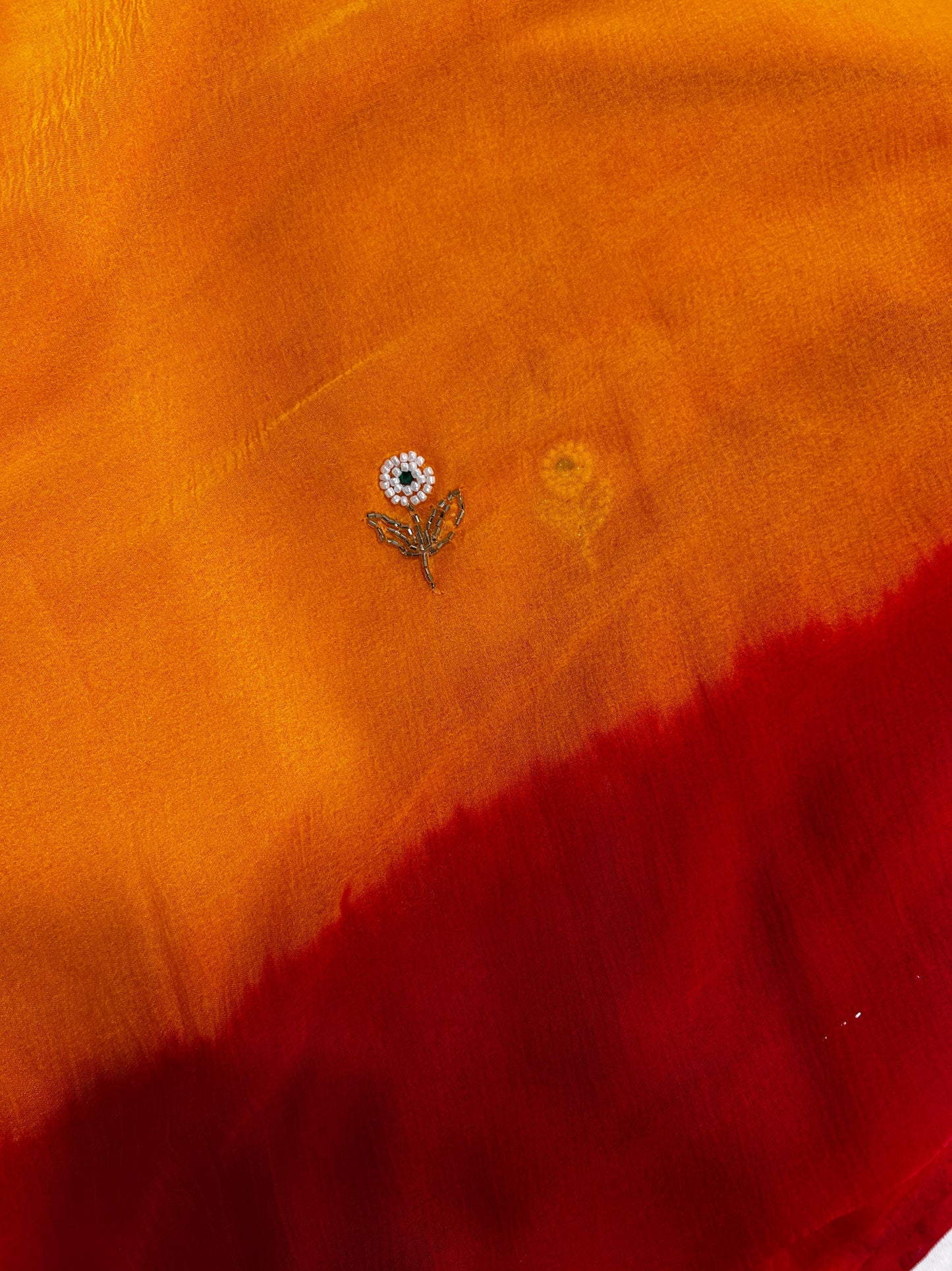 Kesar Chiffon Saree (Bright Yellow & Red)