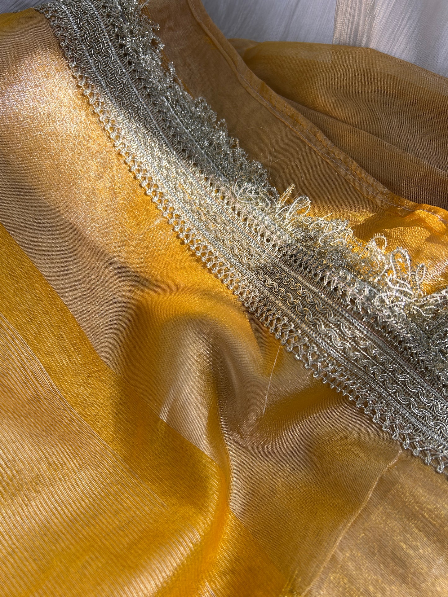 Jahanara Tissue Silk Saree (Golden Ember)