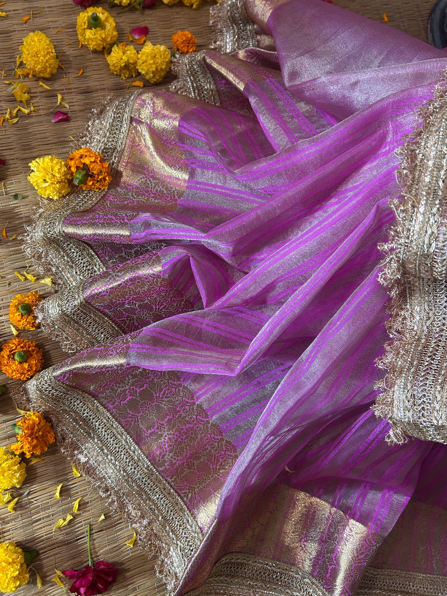 Malika Tissue Silk Saree (Lilac)