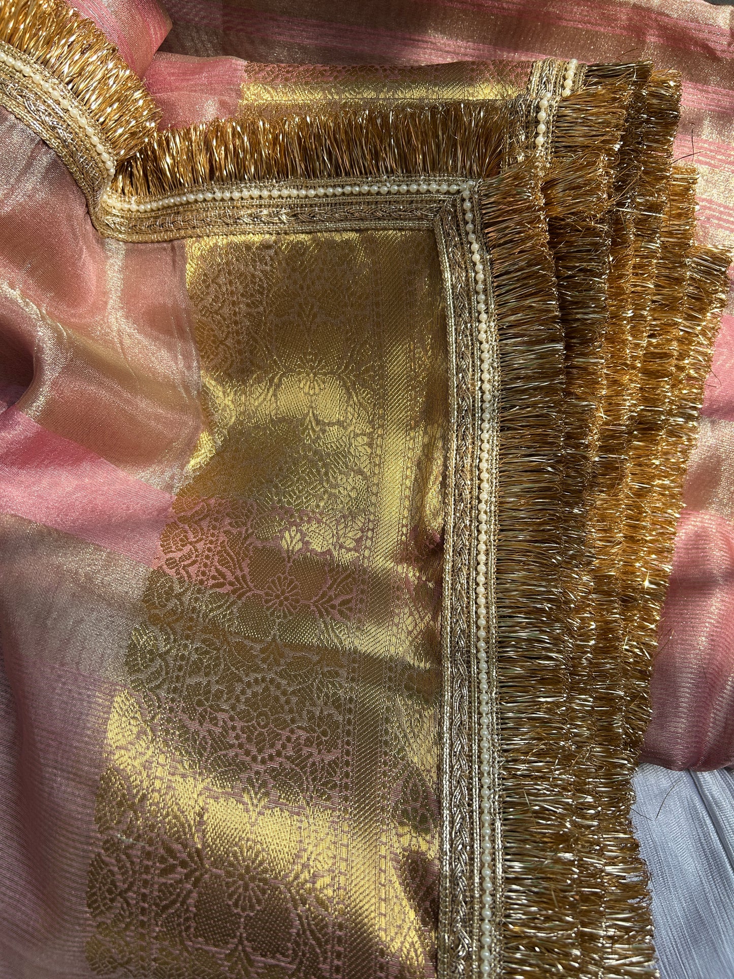 Gulbadan Tissue Silk Saree (Rosy Peach)