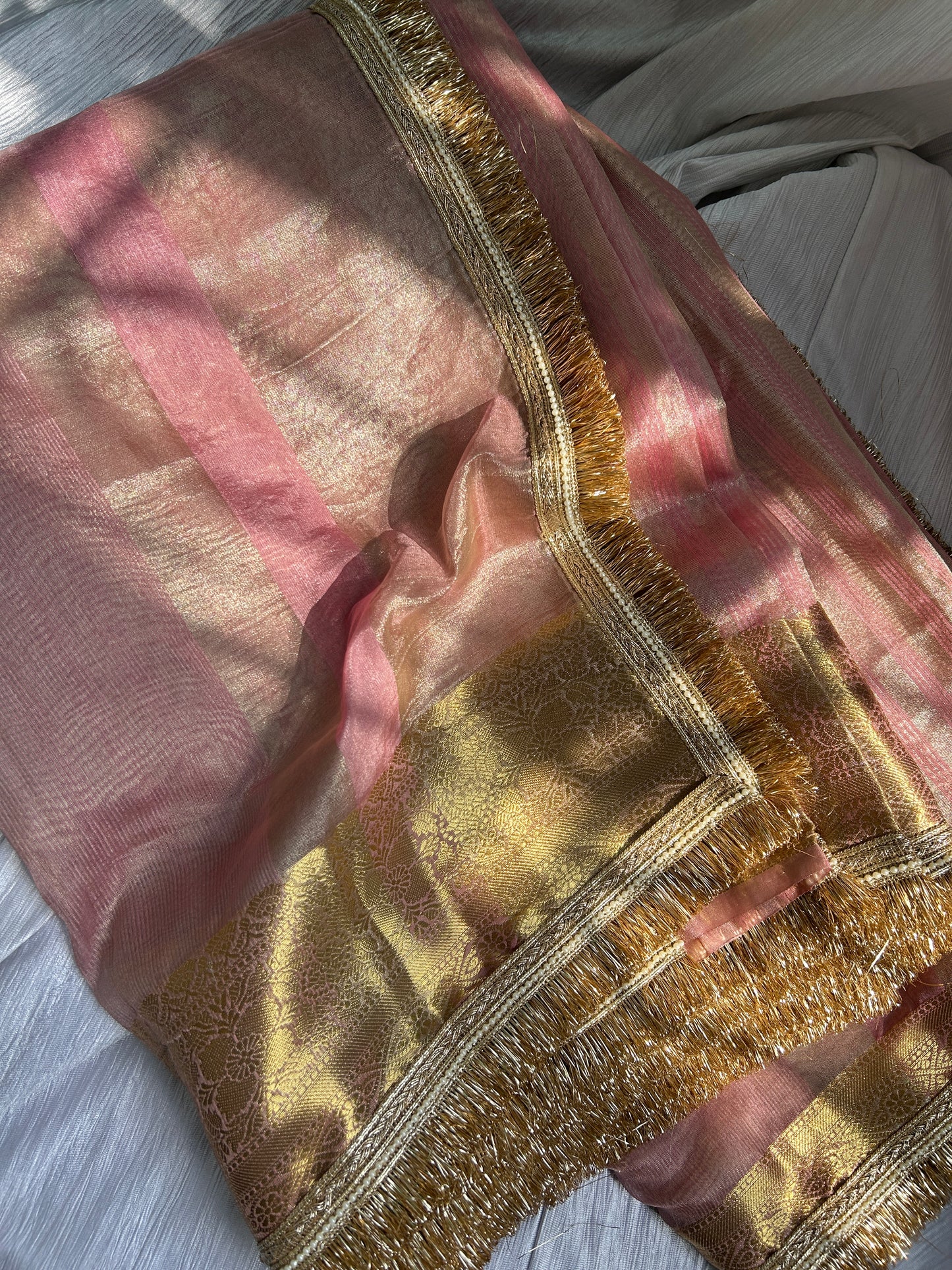 Gulbadan Tissue Silk Saree (Rosy Peach)