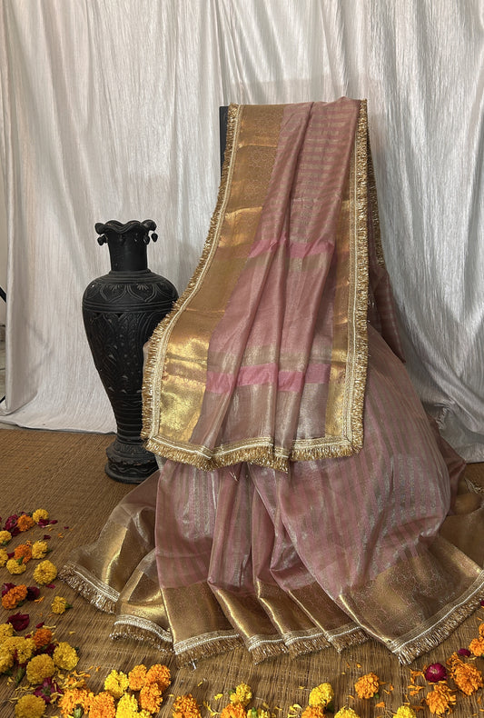 Gulbadan Tissue Silk Saree (Rosy Peach)