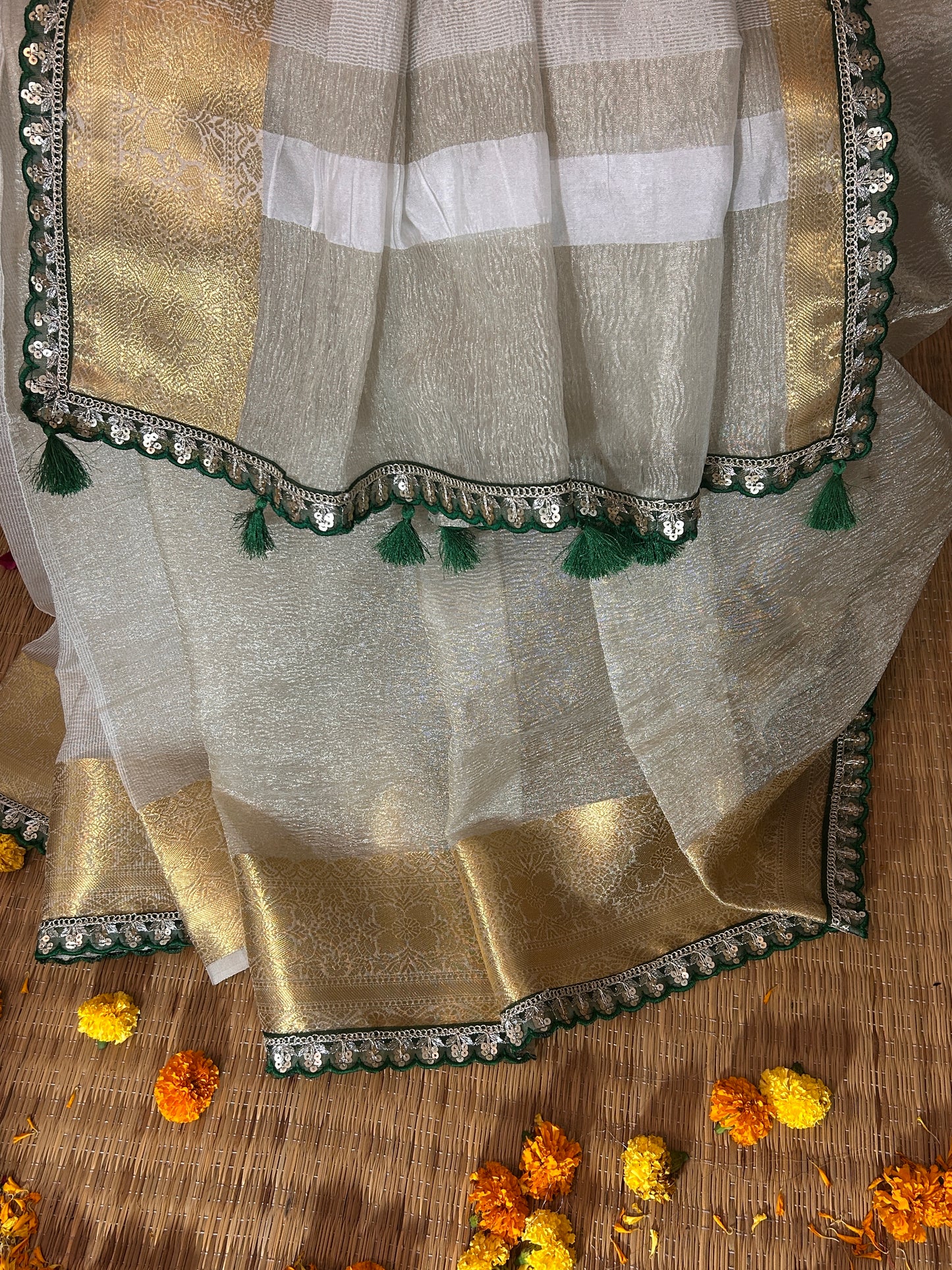 Sitara Tissue Silk Saree (Silver)