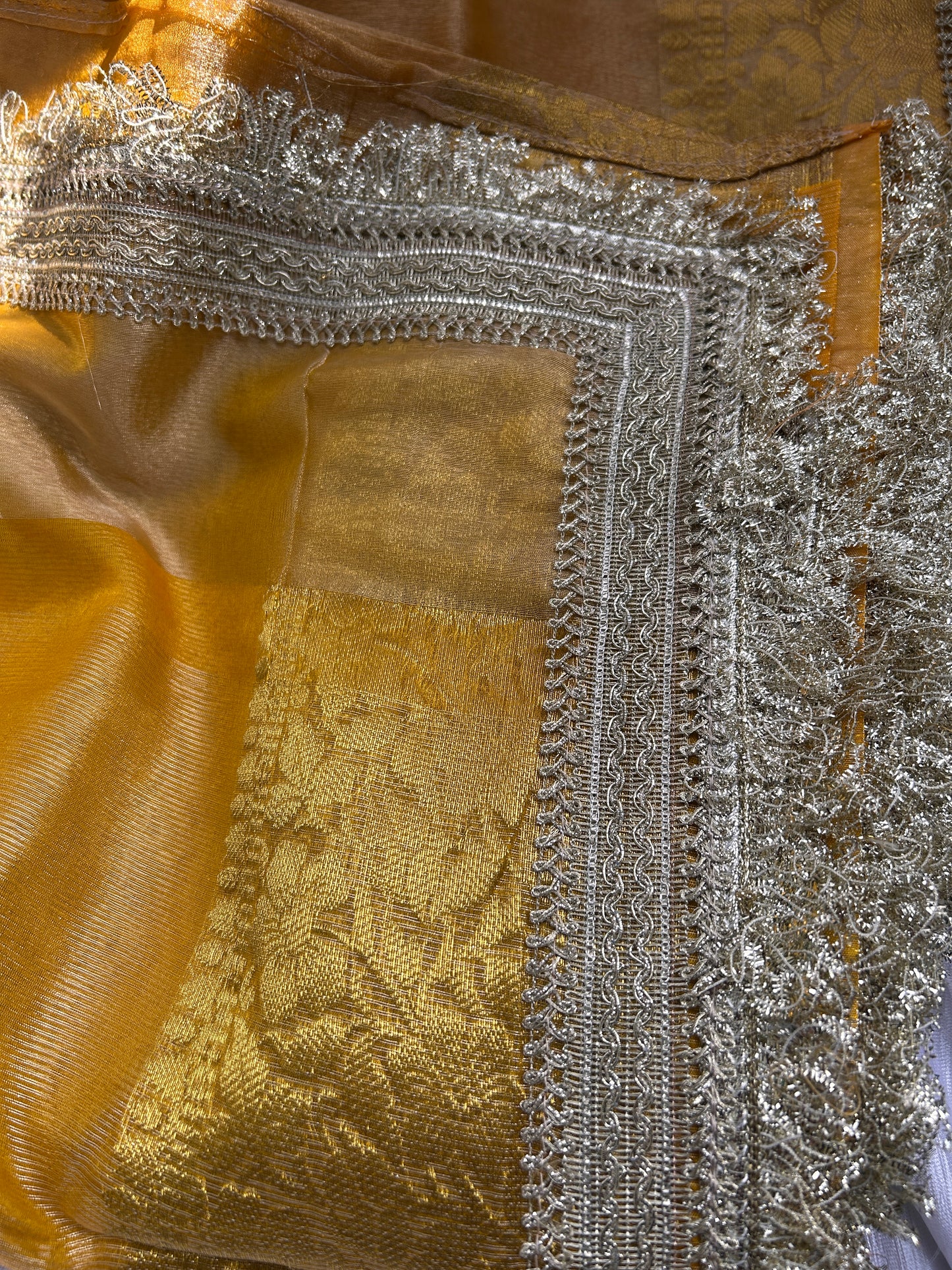 Jahanara Tissue Silk Saree (Golden Ember)